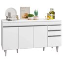 Ver imagem 7 de Armário de Cozinha Modulado de Canto Esquerdo 4 Peças Cp50 Balcão com Tampo Branco - Lumil Lumil Móv