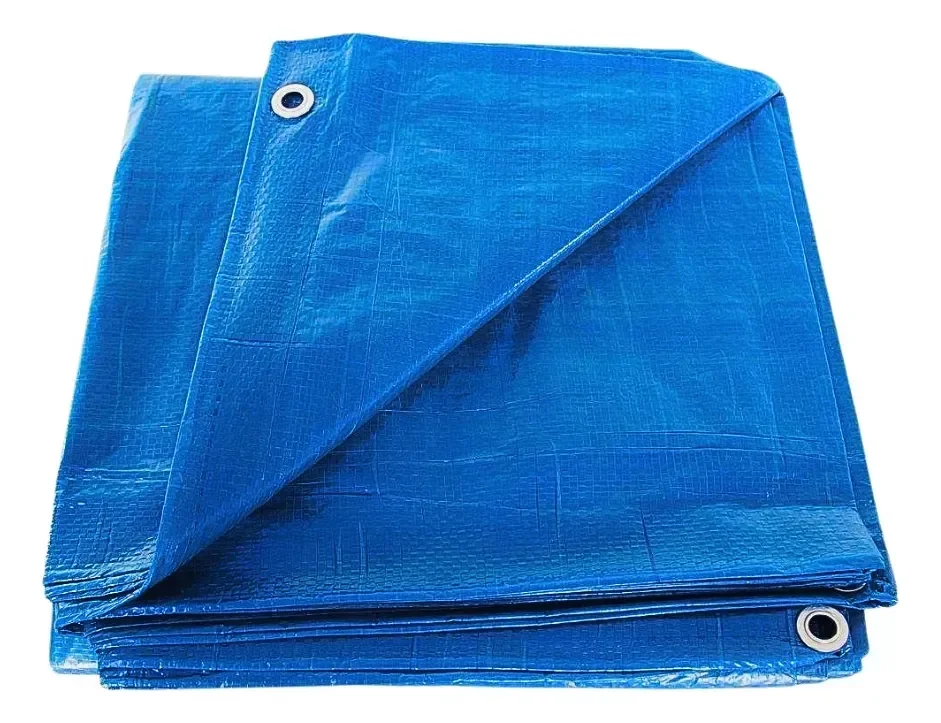 Lona Impermeavel 5x3 Polietileno Azul Reforçada com Ilhós