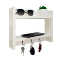 Ver imagem 1 de Suporte Porta Chaves Organizador Decorativo de Parede 25 x 30cm Branco
