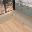 Ver imagem 1 de Kit 2 Peças Tapete Cozinha Passadeira 1,30m X 0,45m Capacho 0,65m X 0,45m Antiderrapante Caramelo