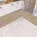 Ver imagem 2 de Kit 2 Peças Tapete Cozinha Passadeira 1,30m X 0,45m Capacho 0,65m X 0,45m Antiderrapante Caramelo