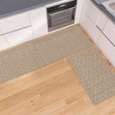 Ver imagem 3 de Kit 2 Peças Tapete Cozinha Passadeira 1,30m X 0,45m Capacho 0,65m X 0,45m Antiderrapante Caramelo