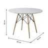Mesa de Jantar Charles Eames Redonda Pés Madeira Tampo Madeira Eiffel Wood 90cm Branco - 3