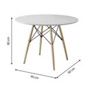 Ver imagem 3 de Mesa de Jantar Charles Eames Redonda Pés Madeira Tampo Madeira Eiffel Wood 90cm Branco