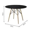 Ver imagem 3 de Mesa de Jantar Charles Eames Redonda Pés Madeira Tampo Madeira Eiffel Wood 90cm Preto