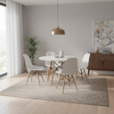 Ver imagem 1 de Conjunto de Mesa 4 Cadeiras Brancas Eames Eiffel 110cm Base Madeira Tampo Branco