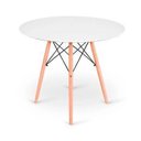 Ver imagem 3 de Conjunto de Mesa 4 Cadeiras Brancas Eames Eiffel 110cm Base Madeira Tampo Branco