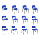 Ver imagem 1 de Kit 12 Cadeiras Infantil Iso, Escola, Base Cinza- Azul
