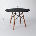 Ver imagem 5 de Conjunto de Mesa 4 Cadeiras Pretas Eames Eiffel 90cm Base Madeira Tampo Preto