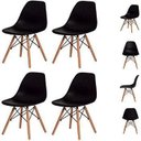 Ver imagem 4 de Conjunto de Mesa 4 Cadeiras Pretas Eames Eiffel 90cm Base Madeira Tampo Preto