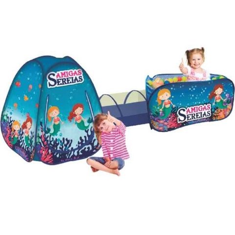 Toca Barraca Túnel 3 em 1 Infantil Amigas Sereias