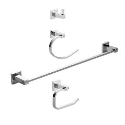 Acessórios para Banheiro Quadrado 4 peças São Francisco Pingoo.casa - Cromado - 1