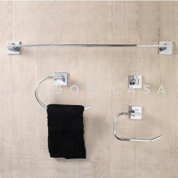 Acessórios para Banheiro Quadrado 4 peças São Francisco Pingoo.casa - Cromado - 6