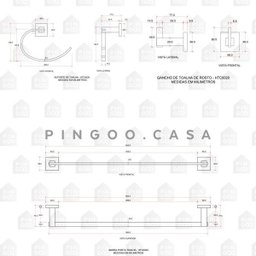 Acessórios para Banheiro Quadrado 4 peças São Francisco Pingoo.casa - Cromado - 2