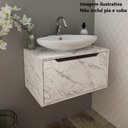 Ver imagem 1 de Gabinete para Banheiro 60cm 1 Porta Tecno Mobili Bn3646 Mármore Branco