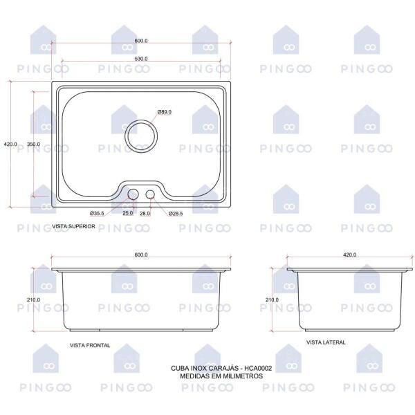 Cuba para cozinha gourmet pia aço inox com acessórios Carajás com tábua de corte pingoo.casa - - 4