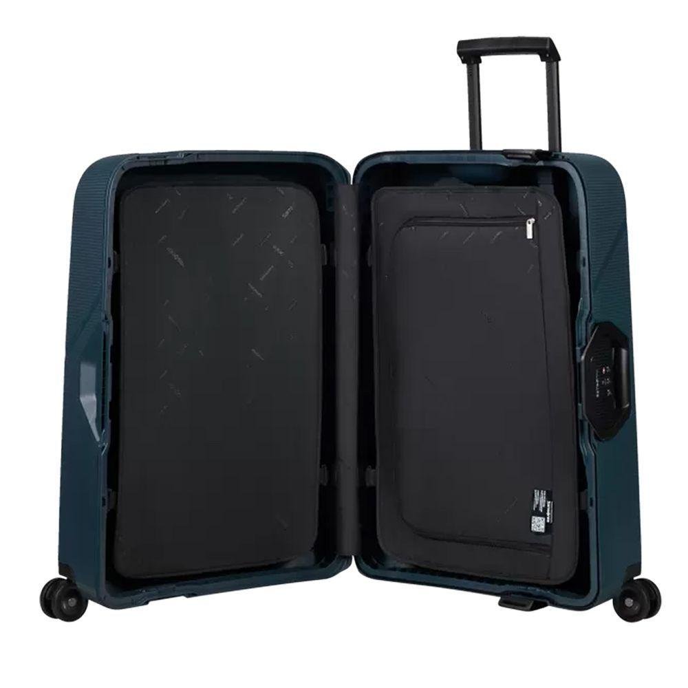 Mala Média Magnum Eco Samsonite Polipropileno Cadeado Tsa 4 Rodas Duplas Giro 360 Azul Marinho M - 3