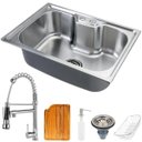 Ver imagem 1 de Cuba para Cozinha Gourmet Pia Aço Inox com Acessórios e Tábua de Corte Nawa 50 Cm e Torneira