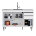 Ver imagem 4 de Balcão Melissa com Pia e Cuba Ghelplus 120cm 3 Portas 2 Gavetas Branco Maderatto Móveis