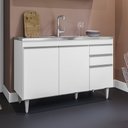 Ver imagem 1 de Balcão Melissa com Pia e Cuba Ghelplus 120cm 3 Portas 2 Gavetas Branco Maderatto Móveis