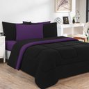 Ver imagem 1 de Kit Edredom + Jogo de Lençol Malha 100% Algodão Gran Moratta 7 Peças Casal - Preto-roxo