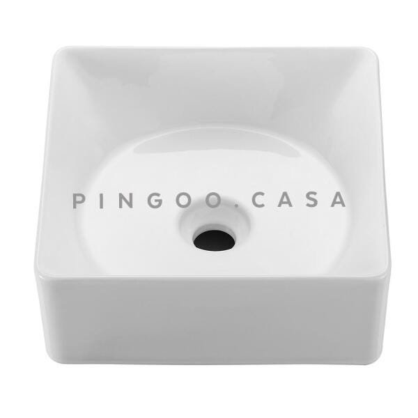 Cuba de apoio para banheiro em porcelana Jaspe Pingoo.casa - Branca - 3