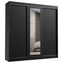Ver imagem 2 de Guarda-Roupa Casal Madesa Kansas 3 Portas de Correr com Espelho 3 Gavetas Preto Cor:Preto