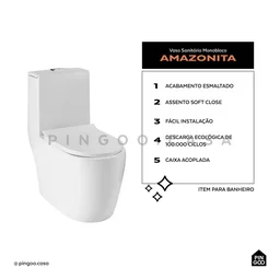 Vaso Sanitário Monobloco Amazonita Pingoo.Casa - Branco - 2