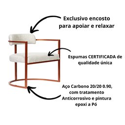 Kit 02 Poltronas Ohio Linho Marfim Estrutura Bronze - 5