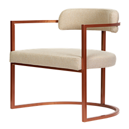 Kit 02 Poltronas Ohio Linho Marfim Estrutura Bronze - 4