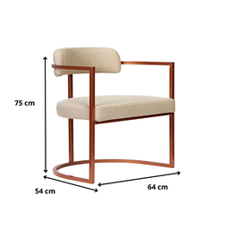Kit 02 Poltronas Ohio Linho Marfim Estrutura Bronze - 7