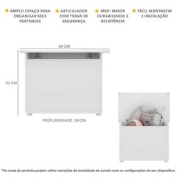 Baú Organizador Caixa de Brinquedos Multimóveis Branco - 4