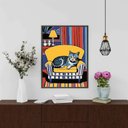 Ver imagem 1 de Quadro Decorativo Gato na Sala 24x18cm:moldura Preta