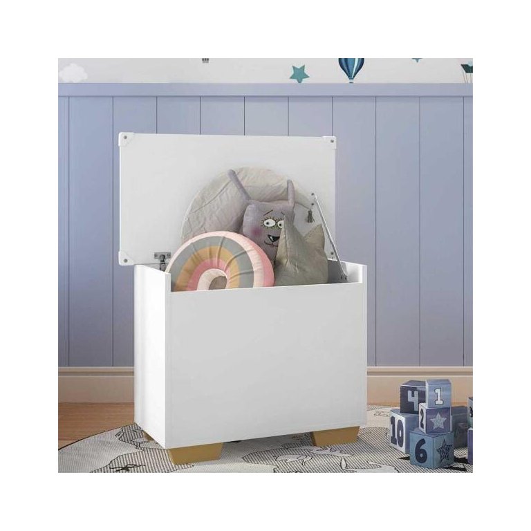 Baú Organizador Caixa de Brinquedos Pés Quadrados Multimóveis Branco/Natural