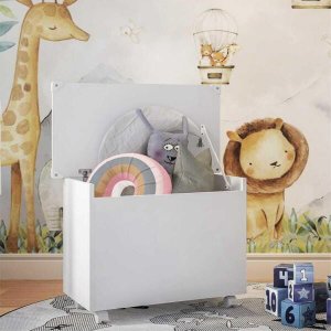 Baú Organizador Caixa de Brinquedos com Rodízios Multimóveis Branco