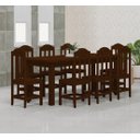 Ver imagem 1 de Mesa Safira Em Madeira Maciça 200x88 Com 8 Cadeiras Castanho Nemargi