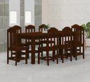 Ver imagem 1 de Mesa Safira Em Madeira Maciça 200x88 Com 8 Cadeiras Castanho Nemargi