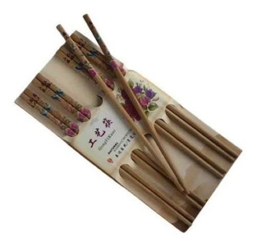 Kit 10 Pares Hashi De Bambu Decorado Reutilizável Para Sushi - 8