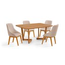 Ver imagem 6 de Conjunto Mesa Jantar 1,60m Amadeirado 4 Cadeira Verona Linho Bege Luxo
