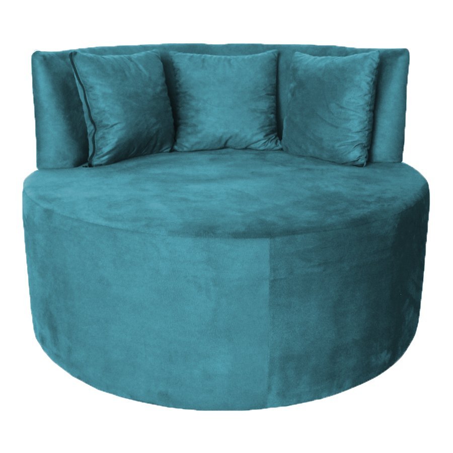 Sofá Puff Chaise Redondo Barcelona Suede Verde Aguá Dimazza Móveis