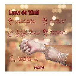Luva Vinil Descartável Mais Elástica com Pó 100U PM G Vabene - 6