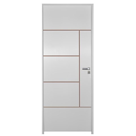 Porta de Madeira Semi-oca Primer Atenas Frisada Bat.11 Cm Fech. Navas Externa-210x72 Lado Esquerdo