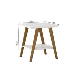 Mesa de Canto Mônaco Tampo Mdf Branco Pés Madeira - 3