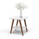 Ver imagem 3 de Mesa de Canto Mônaco Tampo Mdf Branco Pés Madeira