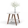 Mesa de Canto Mônaco Tampo Mdf Branco Pés Madeira - 2