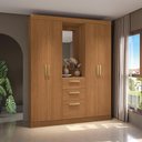 Ver imagem 3 de Guarda-roupa 4 Portas de Bater com Espelho Kappesberg Canela 160cm