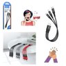 Cabo Carregador 3x1 Turbo Curto Mini Power Bank Nylon Iphone Tipo C Micro USB V8 Hoco x47 25Cm - 3