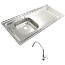 Ver imagem 1 de Pia Inox Fabrinox PSD1200E 120x52cm, cuba esquerda com furo e torneira