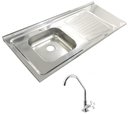 Ver imagem 1 de Pia Inox Fabrinox PSD1200E 120x52cm, cuba esquerda com furo e torneira