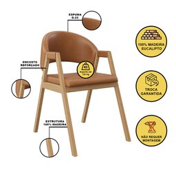 Cadeira Mesa de Jantar Suellen Estofada Reforçada - Balaqui Cor:marrom Claro - 2